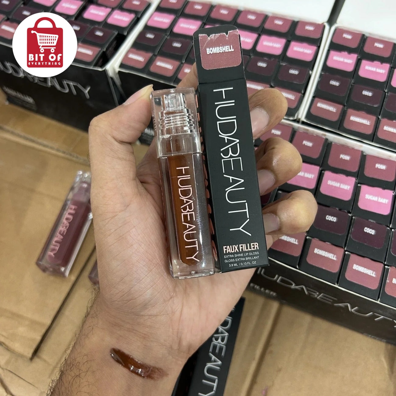 Huda Beauty Faux Filler Extra Shine Lip Gloss – Hydrating High-Shine Lip Gloss for Fuller-Looking, Juicy Lips