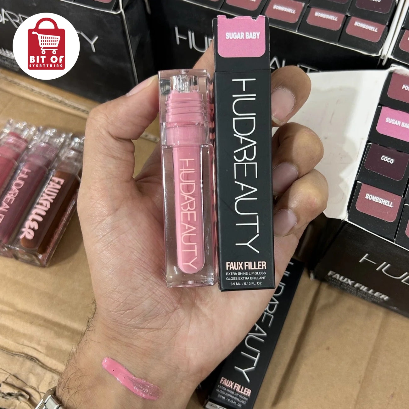 Huda Beauty Faux Filler Extra Shine Lip Gloss – Hydrating High-Shine Lip Gloss for Fuller-Looking, Juicy Lips
