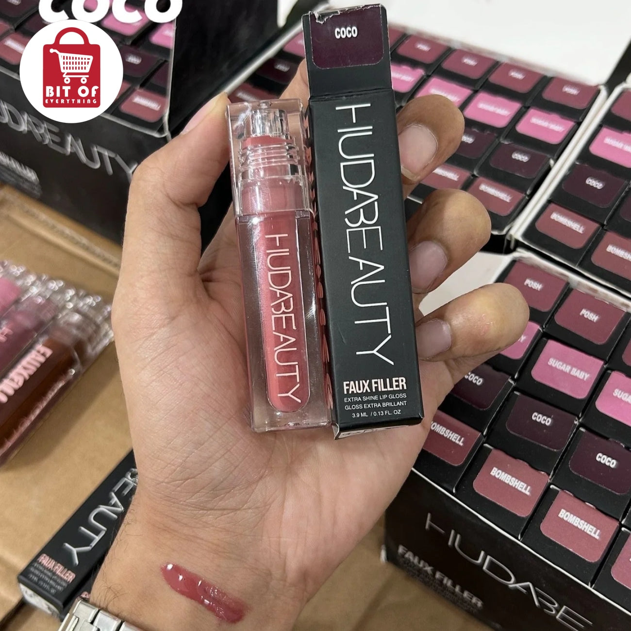 Huda Beauty Faux Filler Extra Shine Lip Gloss – Hydrating High-Shine Lip Gloss for Fuller-Looking, Juicy Lips