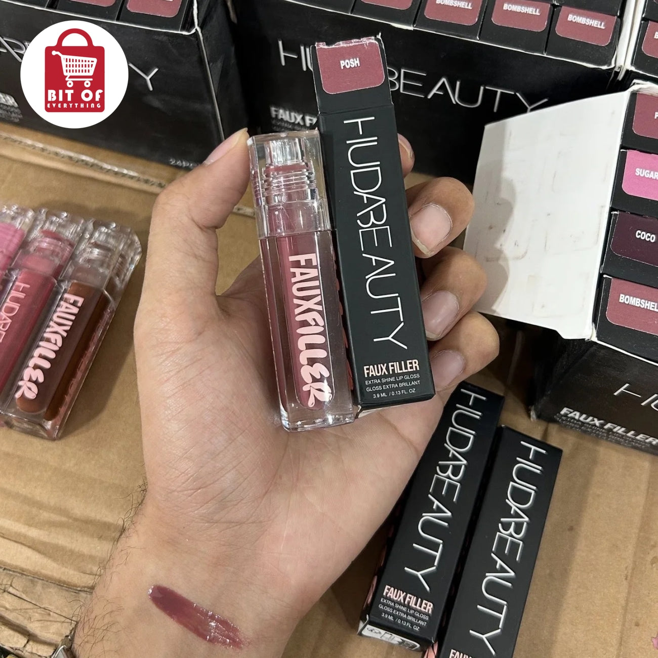 Huda Beauty Faux Filler Extra Shine Lip Gloss – Hydrating High-Shine Lip Gloss for Fuller-Looking, Juicy Lips