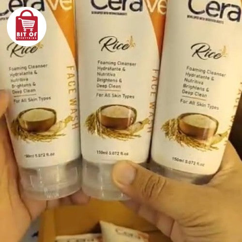 CeraVe Rice Foaming Cleanser – Brightening & Deep Cleaning Face Wash 150ml  (DEAL OF 3)