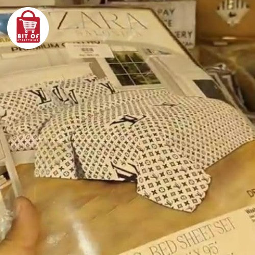 ZARA LV Luxury Printed Bedsheet – Premium Soft Double Bed Sheet Set