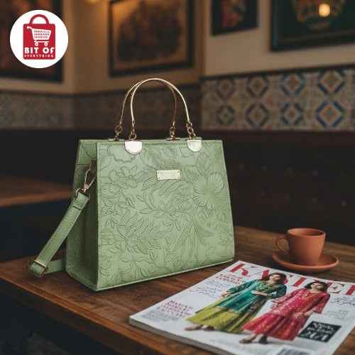 Top Handle Satchel – Chic Embossed Floral Pattern Design ✨