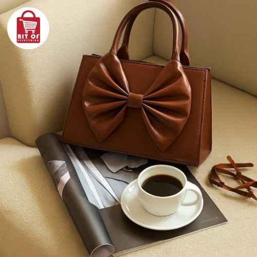 Charming Bow-Accent Top Handle Square Handbag – Elegant & Stylish ✨