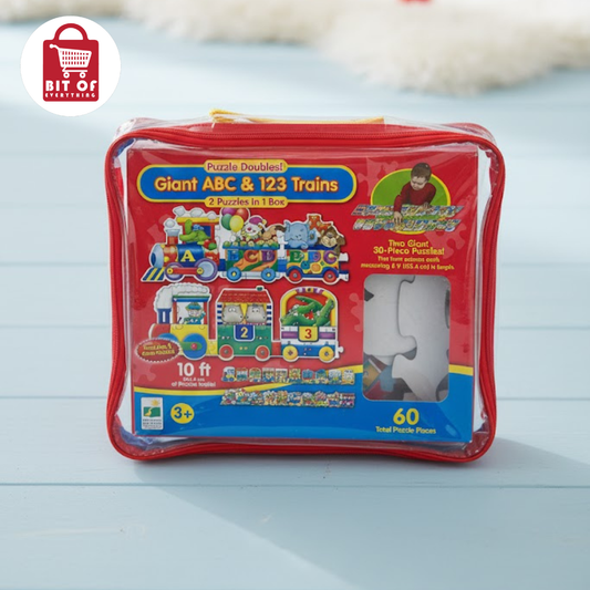 Giant ABC & 123 Trains Puzzles - 2-in-1 Educational Toy