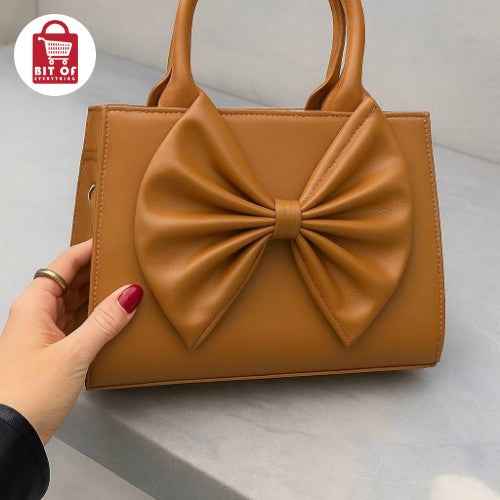 Chic Bow-Accent Top Handle Bag – Square Structured Handbag ✨