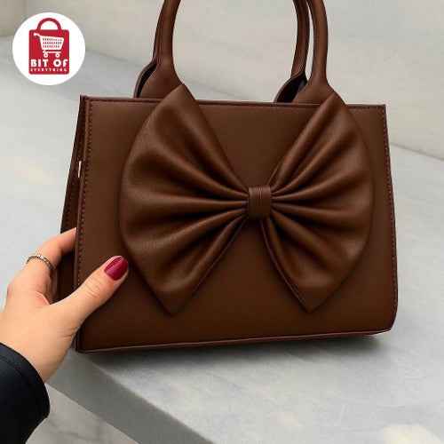 Elegant Top Handle Square Handbag – Bow-Accent Design ✨