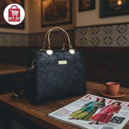 Chic Embossed Floral Top Handle Satchel – Elegant & Stylish ✨