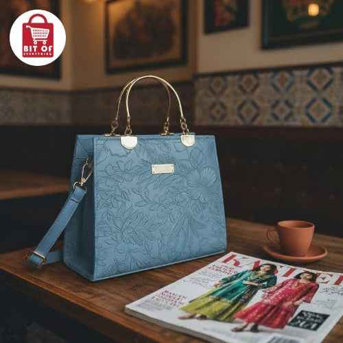 Chic Top Handle Satchel – Embossed Floral Pattern Elegance ✨